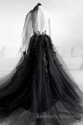 Sexy Backless Appliques Black Lace Long Evening Prom Dresses, Black Lace Formal Dresses, Black Evening Dresses